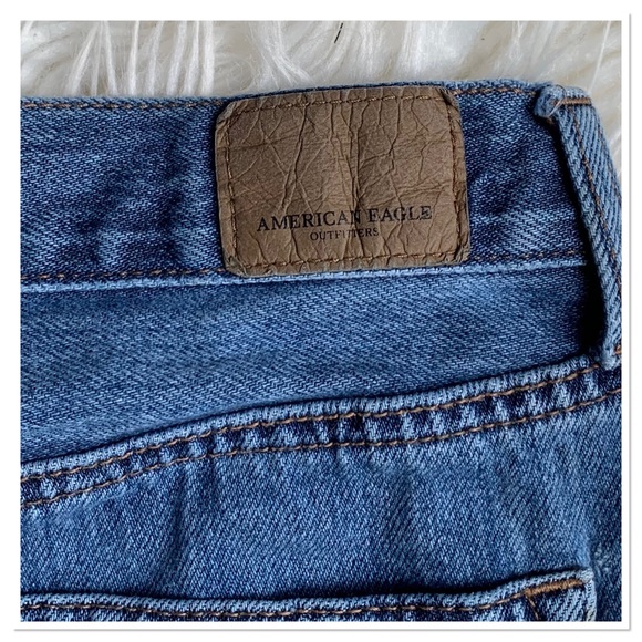 American Eagle Mom Short Embroidered Denim Jean Shorts Blue Orange Size 6 - Picture 8 of 11